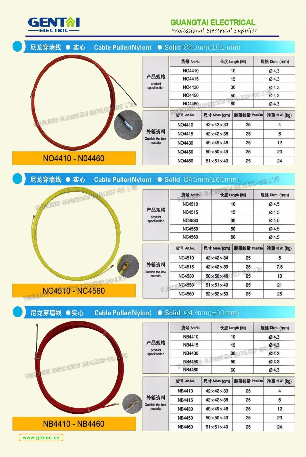 Nylon Cable Puller, Wire Fish Tape, Electric Cable Puller